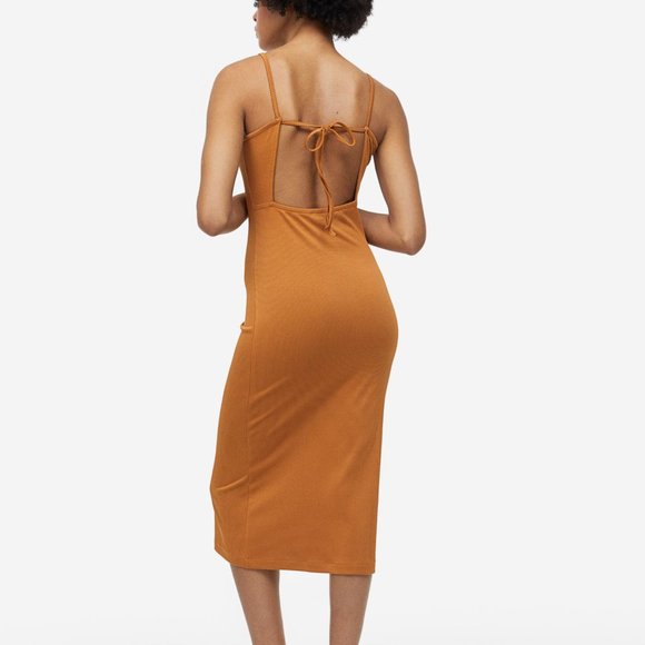 NWOT H&M Open-Backed Ribbed Jersey Dress - Picture 2 of 4